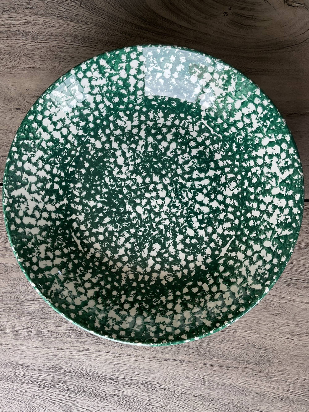 Roma Inc Italian Green & White Hand Painted Spongeware Pasta Salad Serving Bowl